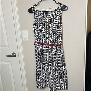 Nine West Black and White Dress with Red Accent Belt